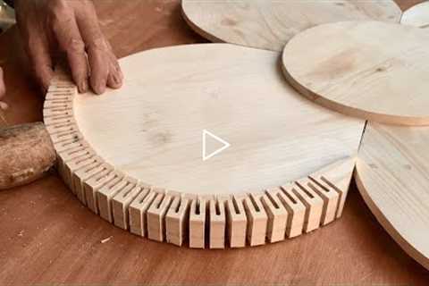 A Craftsman's Skillful Woodworking Hands Create A Wonderful Work // DIY Art Flower Table