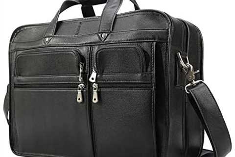 Polare 17” Napa Leather Briefcase Laptop Attache Case Messenger Bag For Men Fits 15.6” Laptop