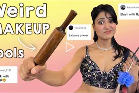 Trying Viral Makeup Hack Using Weird Household Items 🧹