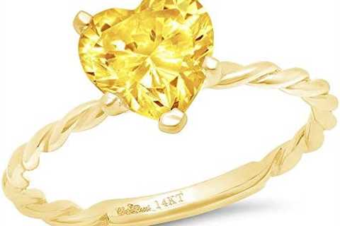2.0 ct Brilliant Heart Cut Solitaire Rope Twisted Knot Canary Yellow Simulated Diamond CZ Ideal..