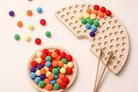 ibwaae Wooden Peg Board Beads Game Color Sorting Toys Counting Matching Game Bead Counting Fine..