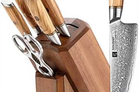 XINZUO 8Pcs Knife Block Sets-73 Layer Damascus Powder Steel Professional Kitchen Chef Knife Set..