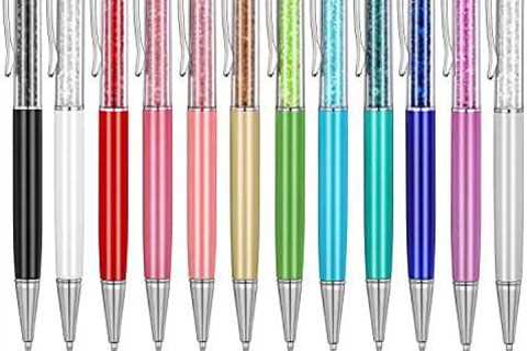 12pcs/pack MengRan Bling Bling 2-in-1 Slim Crystal Diamond Stylus pen and Ink Ballpoint Pens (12..