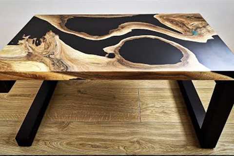 Walnut and epoxy table. WOODWORKING