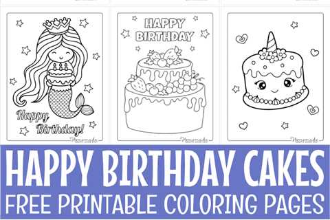Birthday Cake Coloring Pages for Kids & Adults